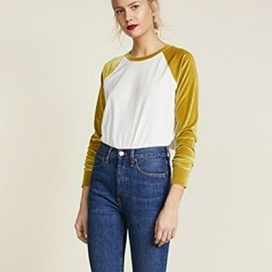 Madewell velour baseball tee in white and citrus
